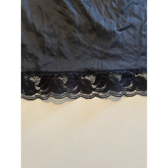 Vintage Women's Skirt Slip Size Large 30/32 Black Half Slip Midi Lace Trim - Picture 2 of 7